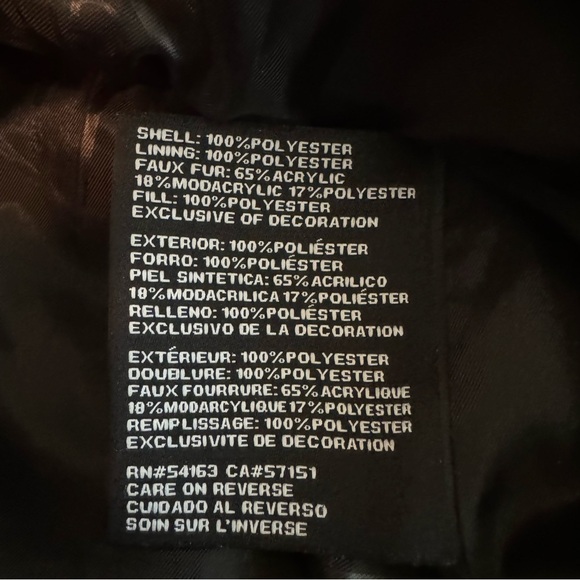 Guess Hooded Puffer Down Jacket Black with Gold Detail Faux Fur​ - Picture 5 of 12